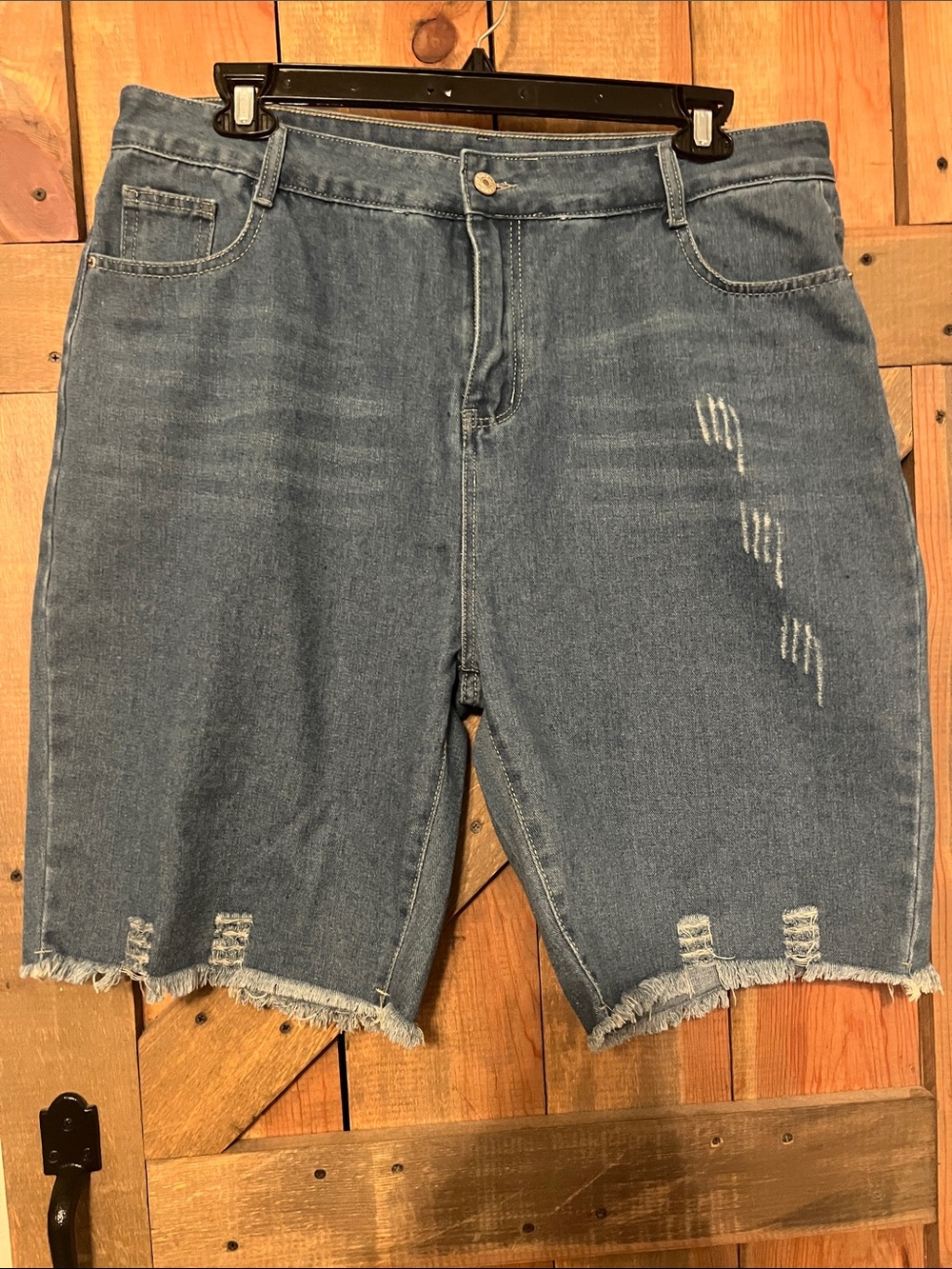 Women’s Blue Denim Distressed Shorts
